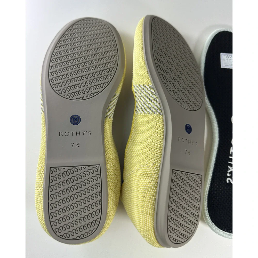 Rothy's Round Toe The Flat Ballet Slip On Knit Shoes Sunshine Yellow Women's 7.5 - Picture 5 of 16